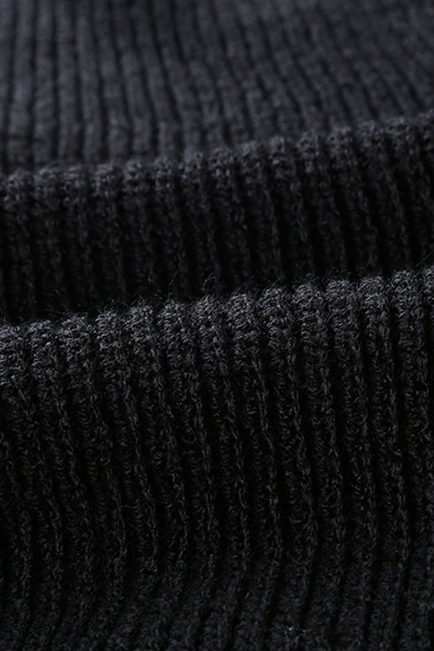 Zipper V-Neck Dropped Sleeve Hooded Solid Sweater